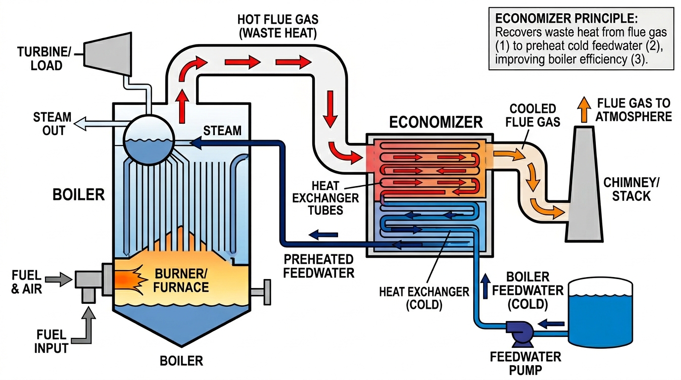 Boiler economizer installation diagram