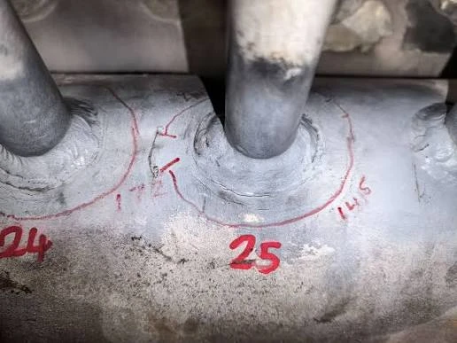 Mối hàn liên kết ống lửa bị nứt toác do hiện tượng sốc nhiệt nồi hơi